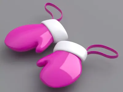 christmas hand gloves Pink 3D model