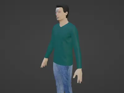Cyborg Character- Robot Man Low-poly 3D model