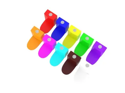 Colored Toilets Set 3D model