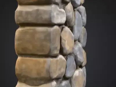 Stone Wall Low-poly 3D model