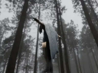 cyberpunk sci-fi man with cape Low-poly 3D model