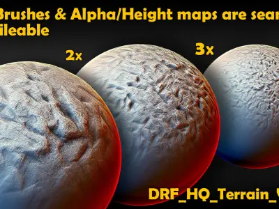 Ultra HQ Terrain Seamless Zbrush brushes and Alphas 3D model