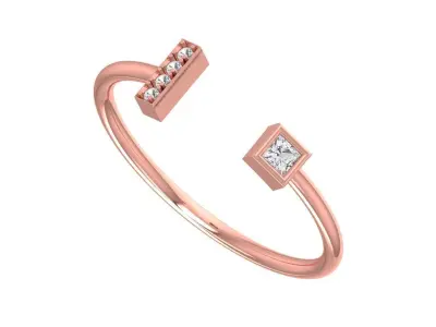 Solitaire Women Princess Stone Band Ring 3D print model