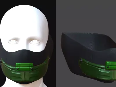 Gas mask helmet 3d model scifi Low-poly  Low-poly 3D model