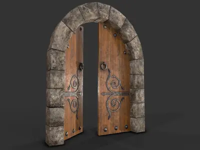Medieval Door-5 Low-poly 3D model
