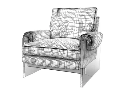 Lucite recliner chair - velvet 3D model