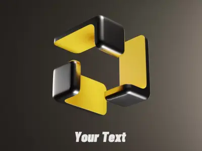 Abstract Cube Logo customized Text with studio lighting 3D model