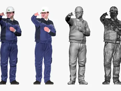 001203 worker man in special uniform in glasses 3D model