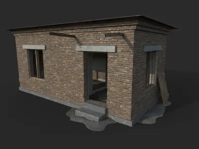 Abandoned Military Checkpoint Low-poly 3D model