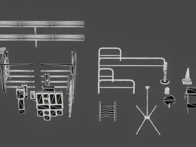 Urban Scenery Accessories Kit Low-poly 3D model