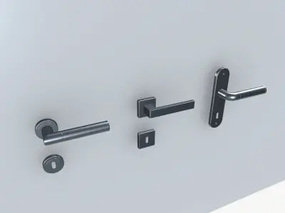Door Handles set Low-poly 3D model