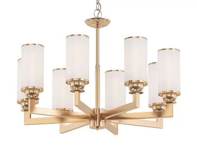 Amoret light chandelier in brass with frosted glass shades 3D model