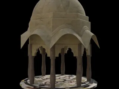gazebo with dome roof Low-poly 3D model