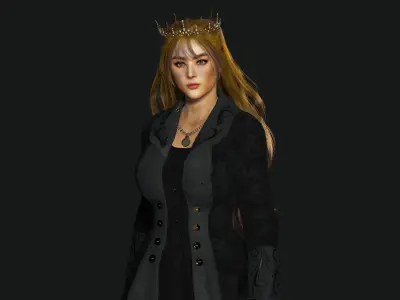 3D MEDIEVAL HUMAN RIGGED CHARACTER - BEAUTIFUL QUEEN PRINCESS 01 Low-poly 3D model