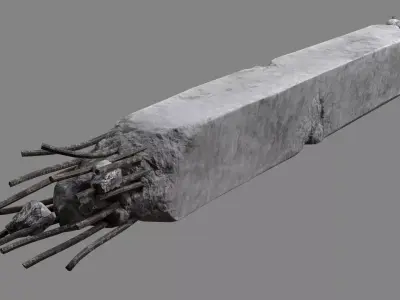 Damaged Concrete Column 03 v2 Low-poly 3D model