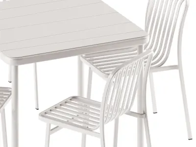 BANGI Square Table and KANO Stackable steel Chair by BABEL D 3D model