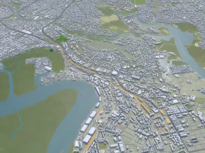 Port Harcourt Nigeria 30km AI Low-poly 3D model