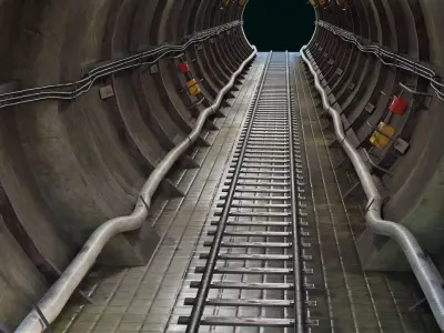 Train Tunnel02 All PBR Unity UE V-Ray Textures Included Low-poly 3D model