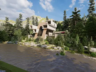 Villa-Casa Scene-Modern Villa 3D model get