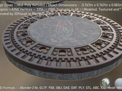 Sewer Cover 1 Mid-Poly Version Low-poly 3D model