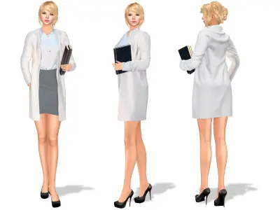 Women Full Scientist Lab Outfit Low-poly 3D model