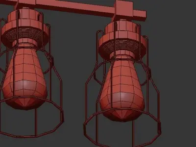 Industrial Wire Cage Wide Chandelier 3D model