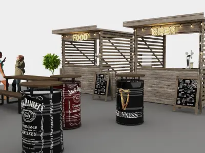 street food restaurant loft 3D model