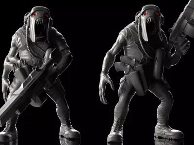 Alien Trooper Zbrush Highpoly and Lowpoly 3D model
