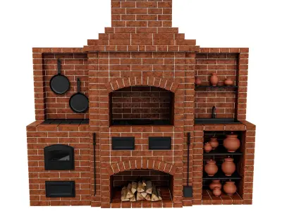 BBQ brick oven 3D model