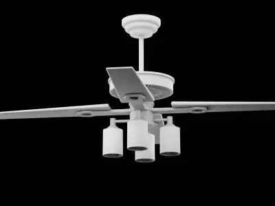 Ceiling Lamp and Fan Low-poly 3D model