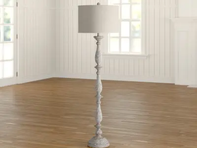Ogden White Wash Traditional Floor Lamp 3D model
