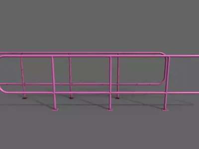 PBR Pedestrian Guard Rail Pink V5 Low-poly 3D model