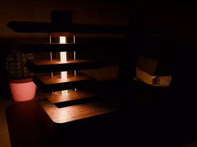 Funk Wood Steps Lamp with Edison Bulb Low-poly 3D model