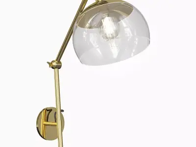 Emotional brass wall lamp with clear glass shade 3D model