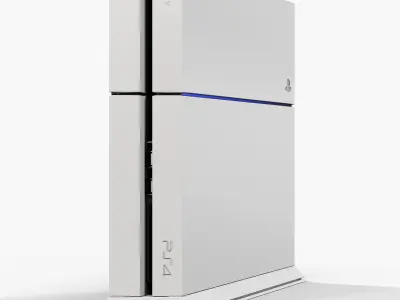Sony PlayStation 4 Game Console with Stand White Low-poly 3D model
