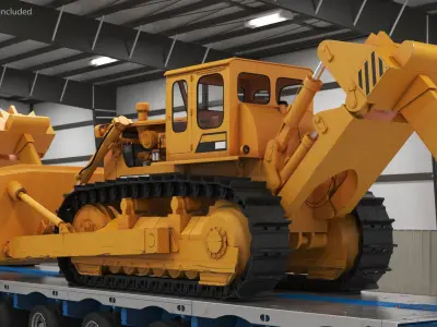  Powerful Duty Truck with Lowboy Trailer and Bulldozers 