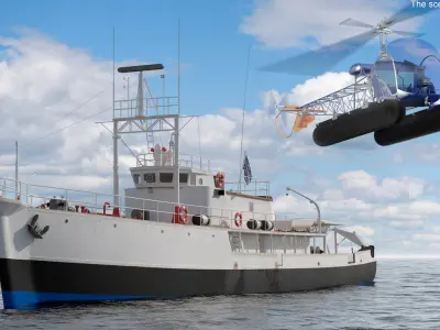  Research Vessel with Helicopter 