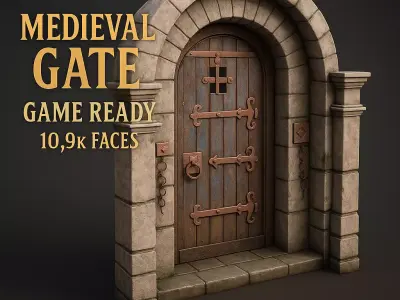 Medieval Gate - Game Ready  Low-poly 3D model