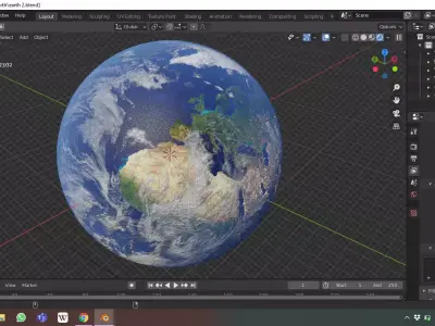 Earth computer screen showing 3D model