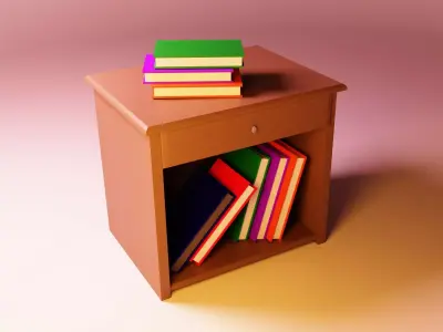 A  bedside table with books Free 3D model