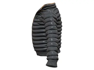 Open Front Shiny Black Padded Jacket Low-poly 3D model