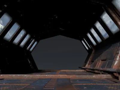 SciFi Corridor Low-poly 3D model order