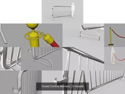 Crowd Control Barriers 3D Model Pack