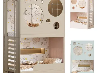 Bunk bed for kids 4 3D model