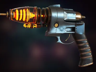 Sci-fi Steampunk themed hand gun - PBR Textures Low-poly 3D model