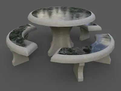 PBR Concrete Picnic Table B Low-poly 3D model