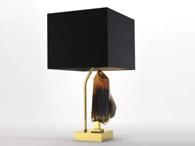 Smoky Rock Crystal and Bronze Lamp 3D model