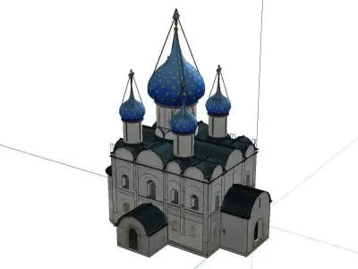 Architecture-Religion-God-Culture-Temple-038 church with domes 3D model