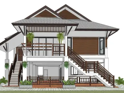 P187-Sketchup 1008 house architecture 3D model