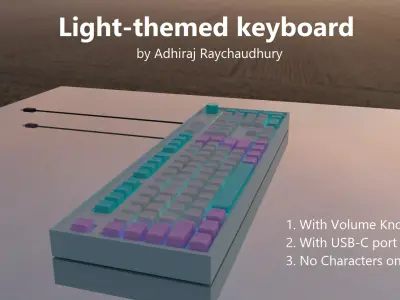 Light-themed keyboard Low-poly 3D model